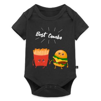 Burger & Fries Couple Cadeau pour les amateurs de frites - Body à manches courtes Premium Bébé - noir - Devant