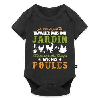 Travailler Jardin Poules Jardinier Humour Cadeau - Body à manches courtes Premium Bébé - noir - Devant