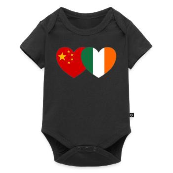 China Ireland Flag Heart - Baby Premium short-sleeve bodysuit - black - Front