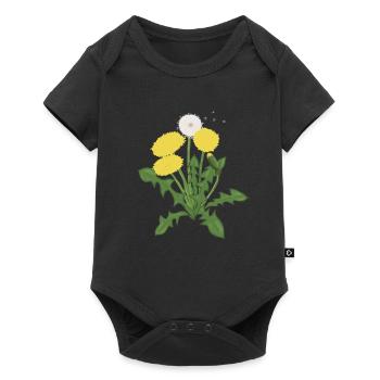 Gelber Löwenzahn botanische Illustration - Baby Premium Kurzarmbody - Schwarz - Vorne