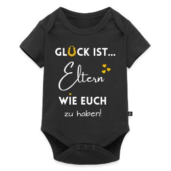 Glück ist, Eltern wie Euch zu haben! Mama & Papa - Baby Premium Kurzarmbody - Schwarz - Vorne