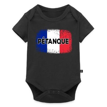 Pétanque Français Drapeau Boule Joueur Drapeau - Body à manches courtes Premium Bébé - noir - Devant