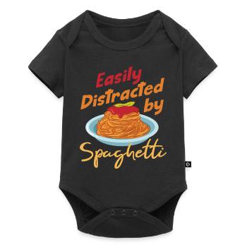 Distrait par les spaghettis Manger des pâtes - Body à manches courtes Premium Bébé - noir - Devant