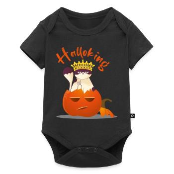 Cat Pumpkin Halloking Peace Sign Halloween - Baby Premium short-sleeve bodysuit - black - Front