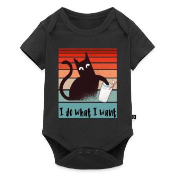 Je fais ce que je veux. Drôle de verre de lait de chat - Body à manches courtes Premium Bébé - noir - Devant