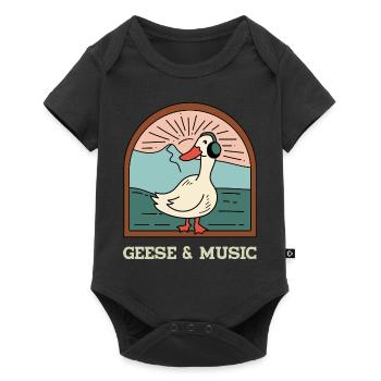 Geese and Music Notes Musician Cute Goose Clef - Baby Premium short-sleeve bodysuit - black - Front