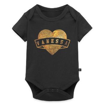 Vanessa Hearts Gold - Baby Premium short-sleeve bodysuit - black - Front