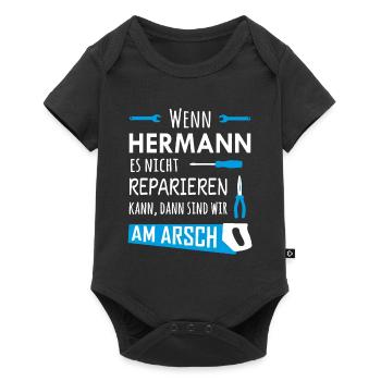 Lustiger Heimwerker und Handwerker Spruch Hermann - Baby Premium Kurzarmbody - Schwarz - Vorne