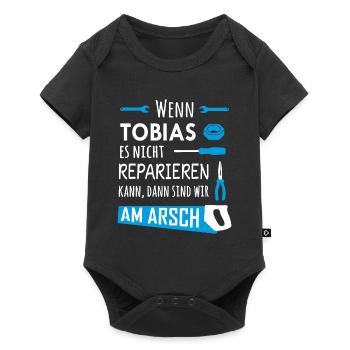 Lustiger Heimwerker und Handwerker Spruch Tobias - Baby Premium Kurzarmbody - Schwarz - Vorne