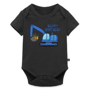 Bagger Kinder Happy Birthday 11 Blau - Baby Premium Kurzarmbody - Schwarz - Vorne
