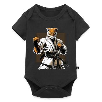 Karate Fighter Fox - Japanische Karateka - Baby Premium Kurzarmbody - Schwarz - Vorne