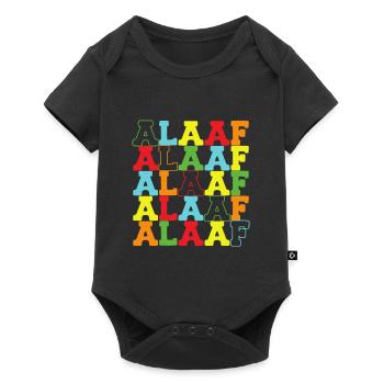 Alaaf Regenbogen bunter Schriftzug zum Karneval - Baby Premium Kurzarmbody - Schwarz - Vorne