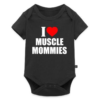 I love muscle mommies - Baby Premium Kurzarmbody - Schwarz - Vorne