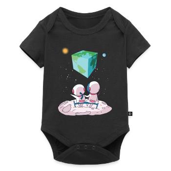 La terre est un cube - Body à manches courtes Premium Bébé - noir - Devant