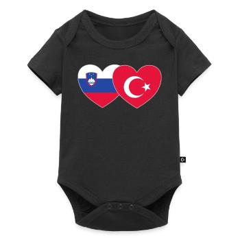 Slovenia Turkey Flag Heart - Baby Premium short-sleeve bodysuit - black - Front