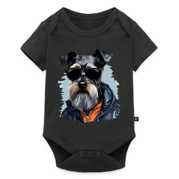 Streetwear Whiskers: style schnauzer miniature - Body à manches courtes Premium Bébé - noir - Devant