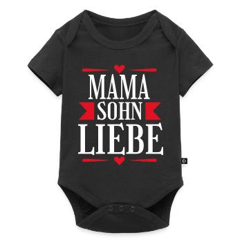 Mama Sohn Liebe Tshirt Geschenk Idee - Baby Premium Kurzarmbody - Schwarz - Vorne