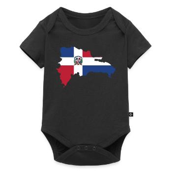 Drapeau de carte de réplique dominicaine - Body à manches courtes Premium Bébé - noir - Devant