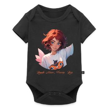 Laugh More Worry Less - Baby Premium Kurzarmbody - Schwarz - Vorne