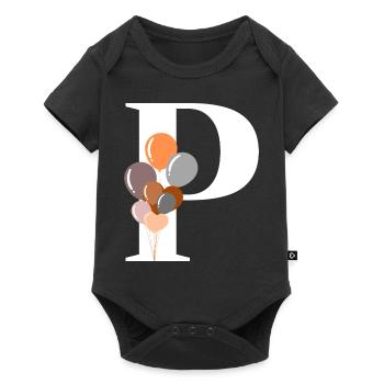 Buchstabe p Geburtstagsballon - Baby Premium Kurzarmbody - Schwarz - Vorne