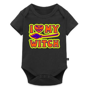 J’aime ma sorcière sorcière Halloween hommes femmes - Body à manches courtes Premium Bébé - noir - Devant