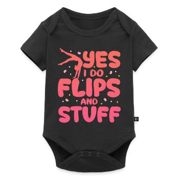 I Do Flips - Acrobatics Lover Gymnastics Funny - Baby Premium short-sleeve bodysuit - black - Front