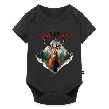 South Tyrolean boy with deer, loyalty to the land - Baby Premium short-sleeve bodysuit - black - Front