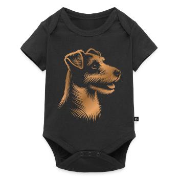 Russell Terrier drawing head bronze, gold - Baby Premium short-sleeve bodysuit - black - Front