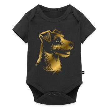 Russell Terrier drawing head bronze, gold - Baby Premium short-sleeve bodysuit - black - Front