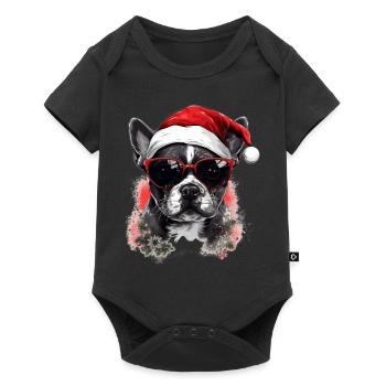 French Bulldog Christmas Dog in the Snow - Baby Premium short-sleeve bodysuit - black - Front