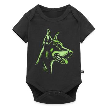 Doberman Pinscher, Dog Head, Drawing Green - Baby Premium short-sleeve bodysuit - black - Front