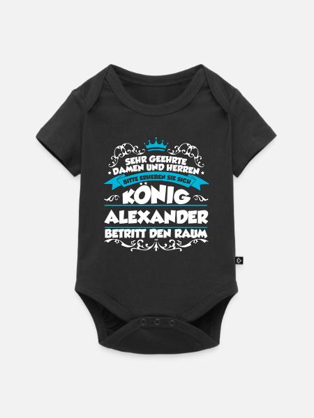 Alexander Name Design - Baby Premium Kurzarmbody - Schwarz