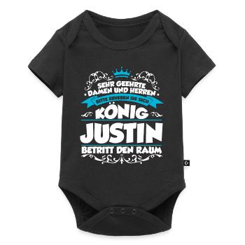 Justin Name Design - Baby Premium Kurzarmbody - Schwarz - Vorne