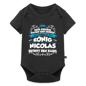 Nicolas Name Design - Baby Premium Kurzarmbody - Schwarz - Vorne