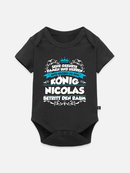 Nicolas Name Design - Baby Premium Kurzarmbody - Schwarz