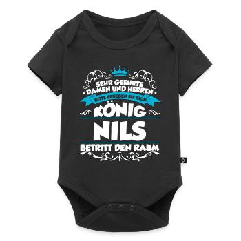 Nils Name Design - Baby Premium Kurzarmbody - Schwarz - Vorne