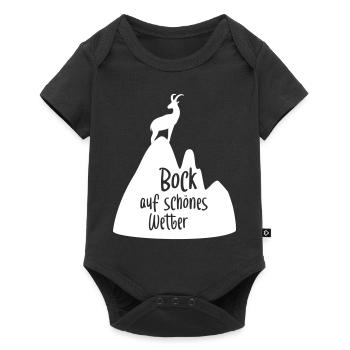 Schönes Wetter Meteorologe Steinbock Berg weiß - Baby Premium Kurzarmbody - Schwarz - Vorne