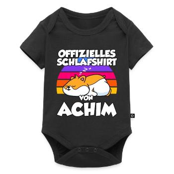 Offizielles Schlafshirt Von Achim - Baby Premium Kurzarmbody - Schwarz - Vorne