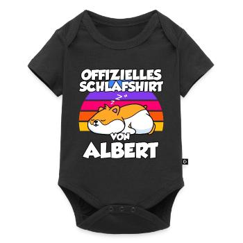 Offizielles Schlafshirt Von Albert - Baby Premium Kurzarmbody - Schwarz - Vorne