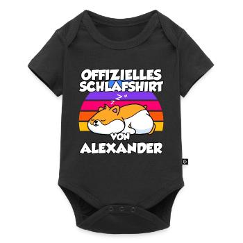 Offizielles Schlafshirt Von Alexander - Baby Premium Kurzarmbody - Schwarz - Vorne