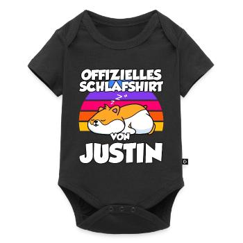 Offizielles Schlafshirt Von Justin - Baby Premium Kurzarmbody - Schwarz - Vorne
