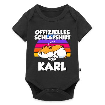 Offizielles Schlafshirt Von Karl - Baby Premium Kurzarmbody - Schwarz - Vorne