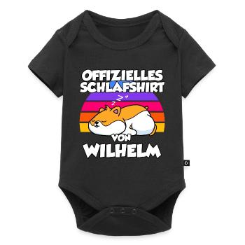 Offizielles Schlafshirt Von Wilhelm - Baby Premium Kurzarmbody - Schwarz - Vorne