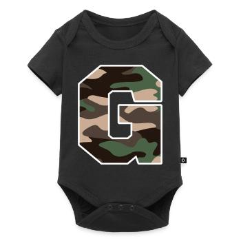 lettre G camouflage militaire-idée cadeau - Body à manches courtes Premium Bébé - noir - Devant