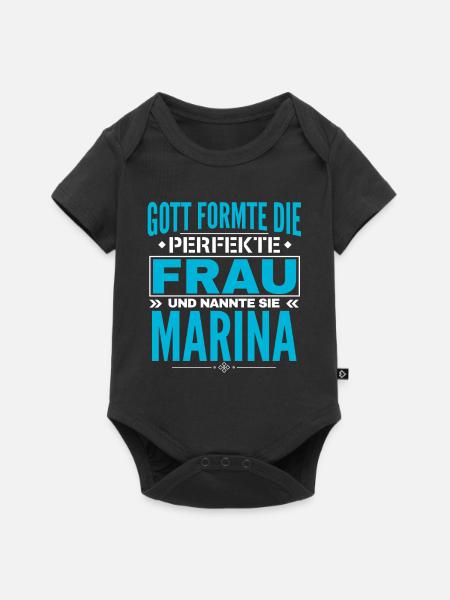 Marina Name Design - Baby Premium Kurzarmbody - Schwarz