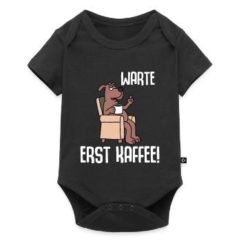 Wait for coffee first - Baby Premium short-sleeve bodysuit - black - Front