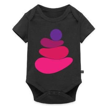 Rosafarbenes Stein-/Felsen-Logo - Baby Premium Kurzarmbody - Schwarz - Vorne