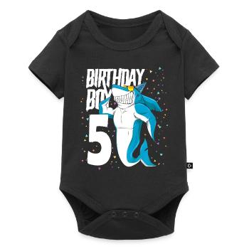 Cadeau d’anniversaire requin garçon 5 ans - Body à manches courtes Premium Bébé - noir - Devant