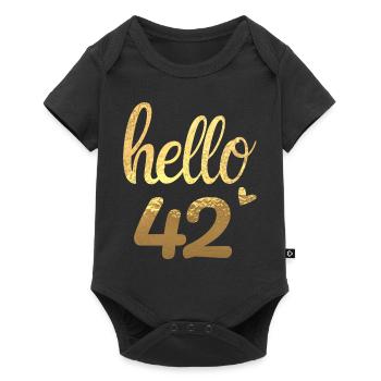 Hello 42 gold - Baby Premium short-sleeve bodysuit - black - Front
