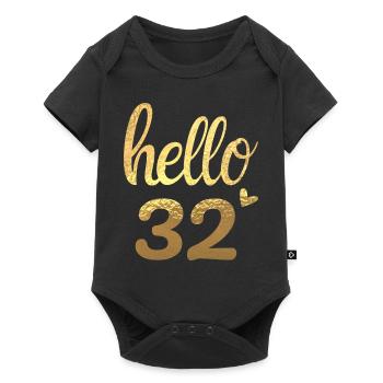 Hello 32 gold - Baby Premium short-sleeve bodysuit - black - Front